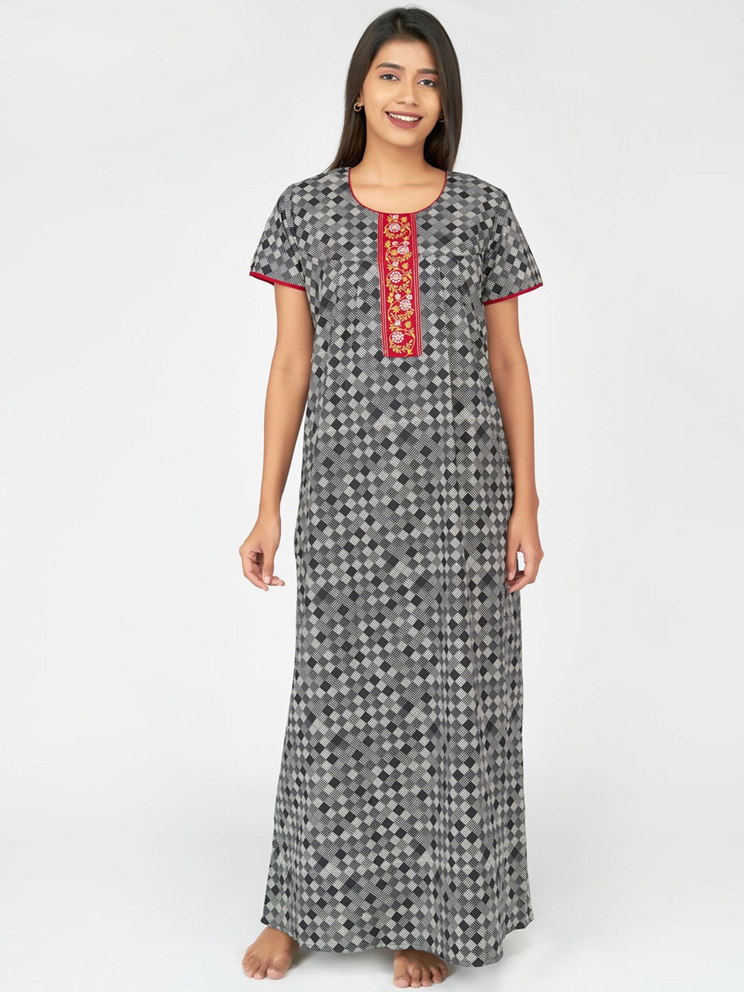 

Maybell Black Checked Maxi Nightdress
