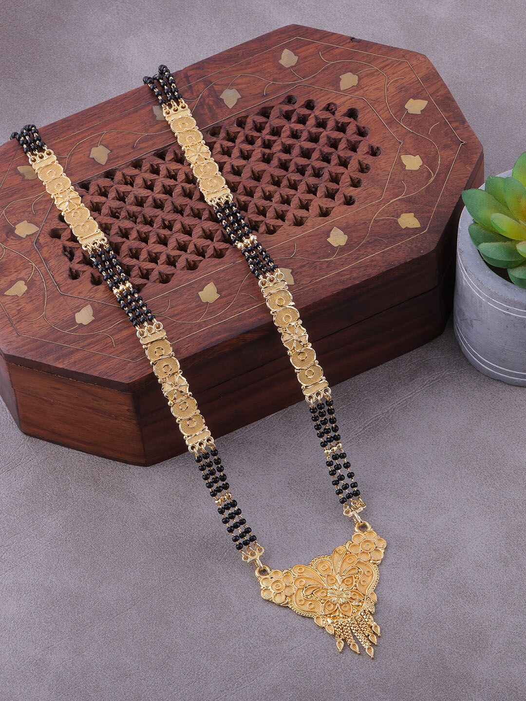 

Brandsoon Women Gold-Plated one gram Beaded Mangalsutra