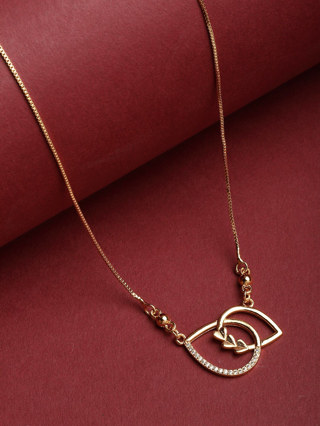 

VOGUE PANASH Women Gold-Plated White CZ-Studded Pendant With Chain