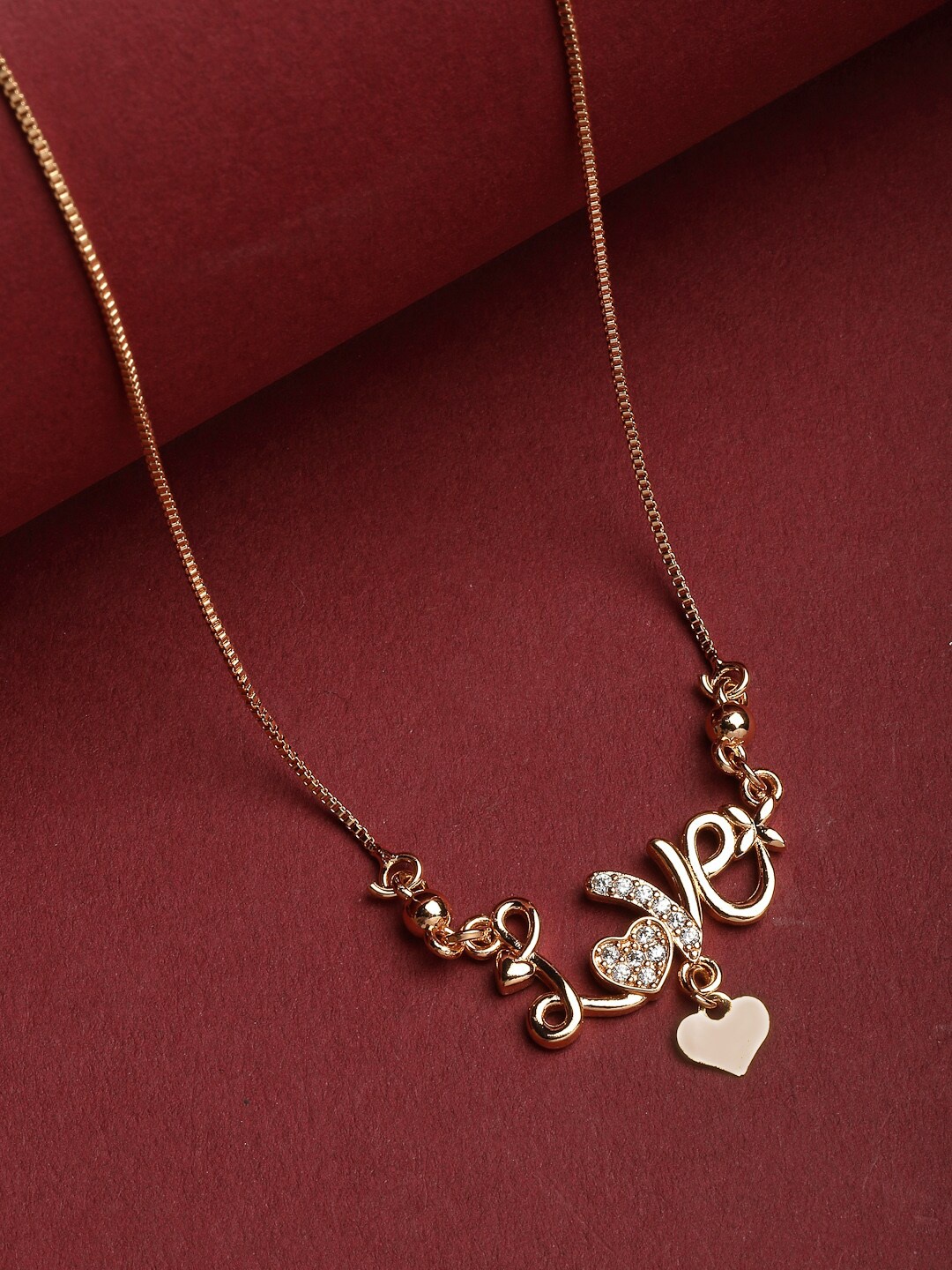 

VOGUE PANASH Gold Plated CZ Stone Studded Charm Pendant With Chain