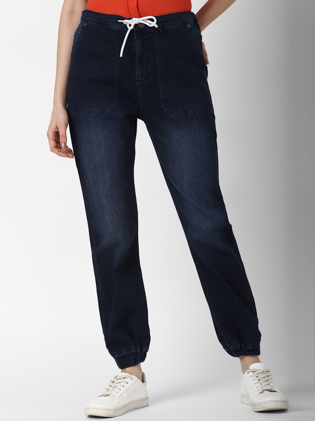 

FOREVER 21 Women Navy Blue Light Fade Jeans