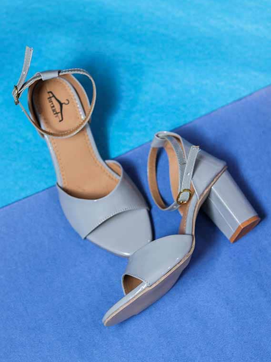 

Brauch Grey Colourblocked Block Peep Toes with Buckles