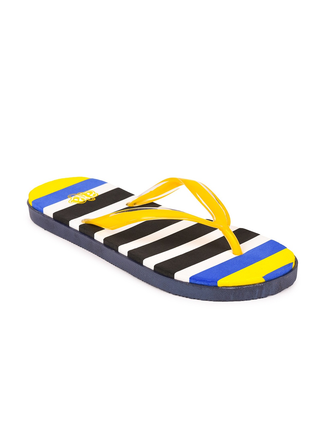 

Liberty Women Blue & Yellow Striped Rubber Slip-On