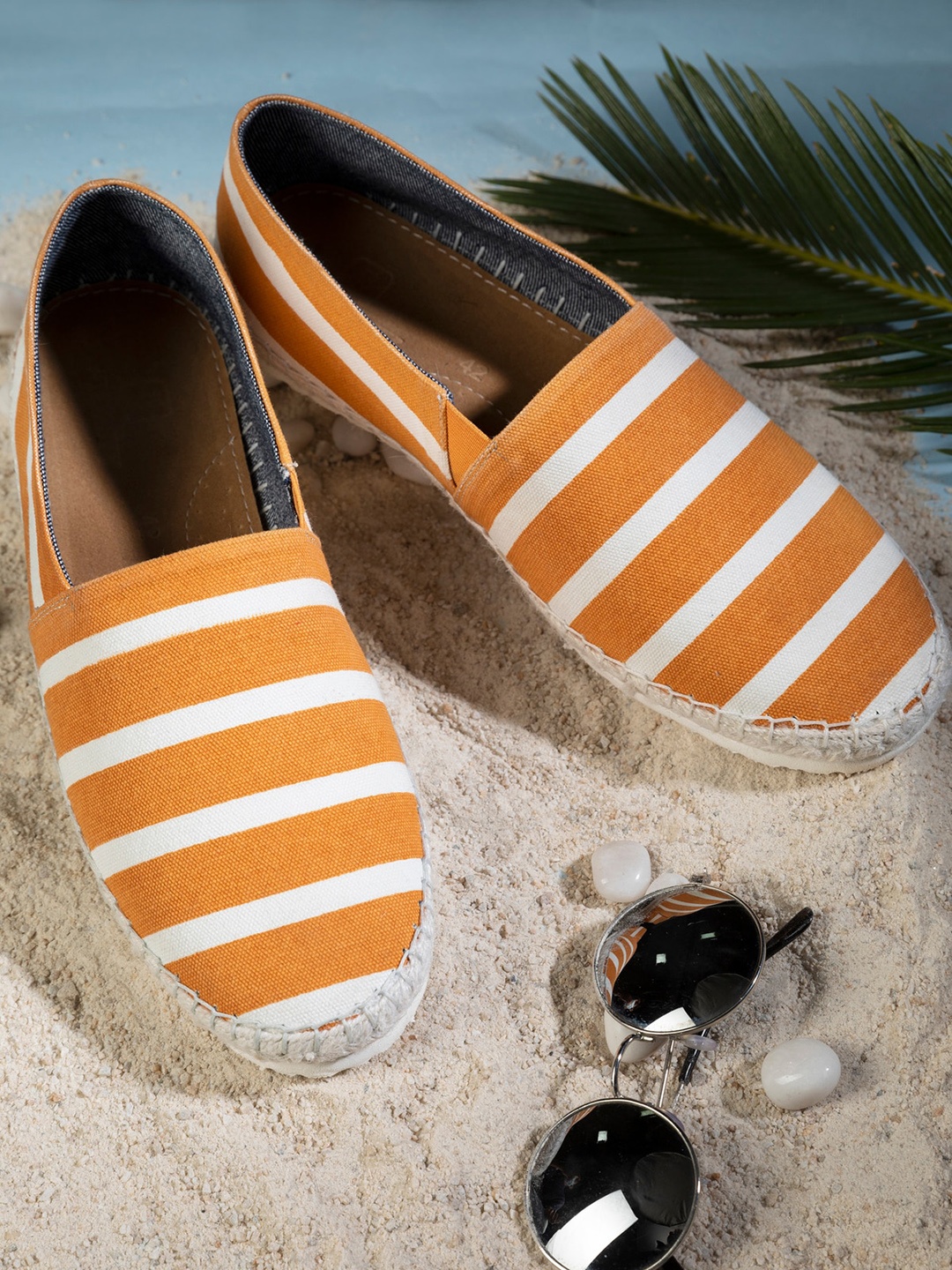 

FRATERNITY Men Orange & White Striped Espadrilles