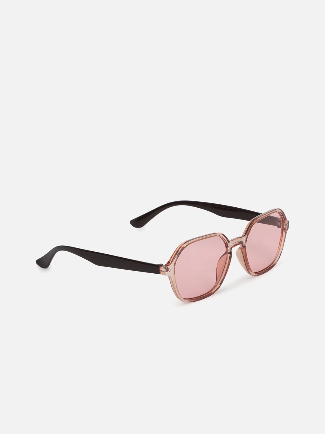 

FOREVER 21 Women Pink Lens & Black Rectangle Sunglasses