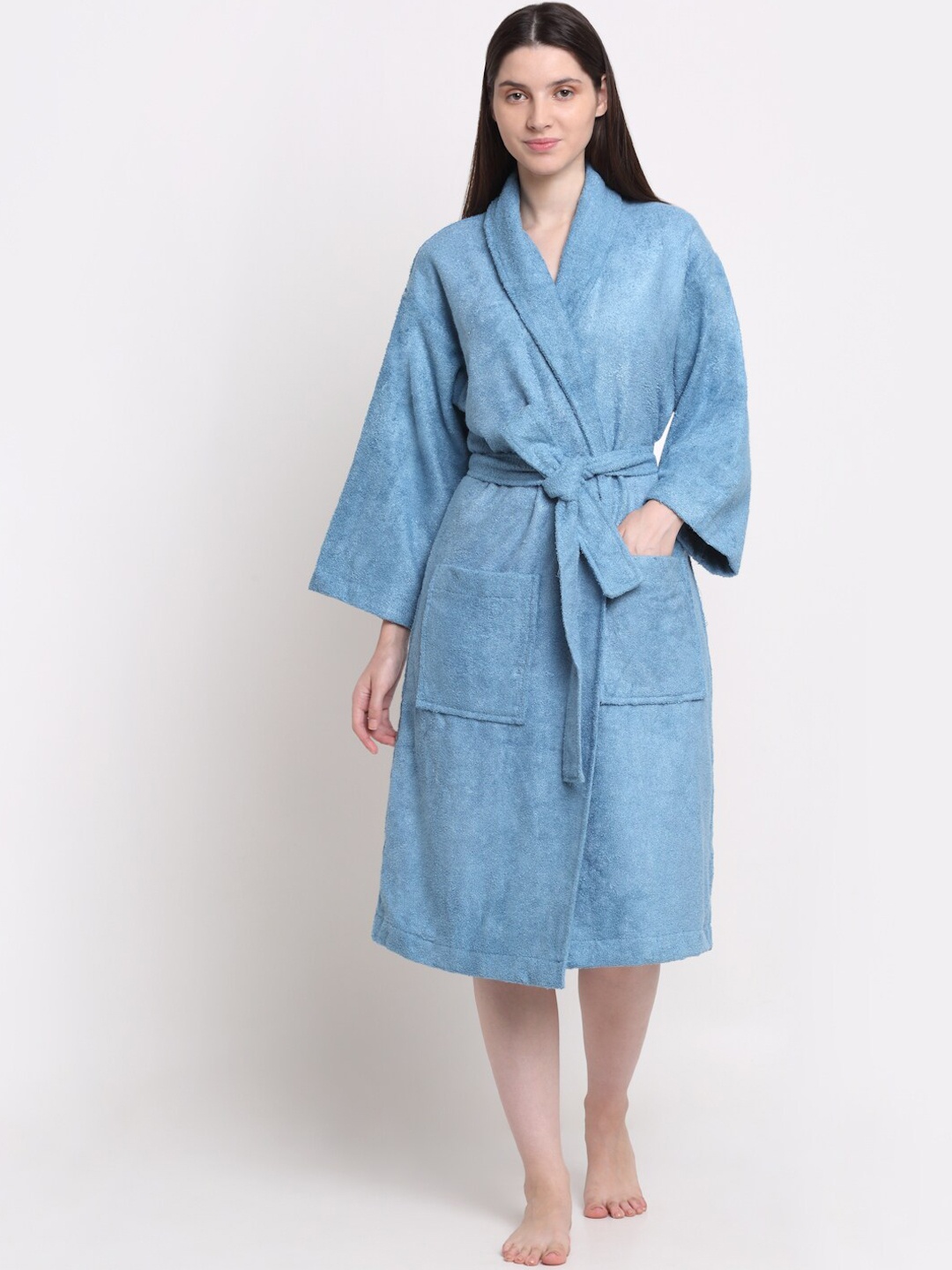 

Creeva Blue Solid Bath Robe