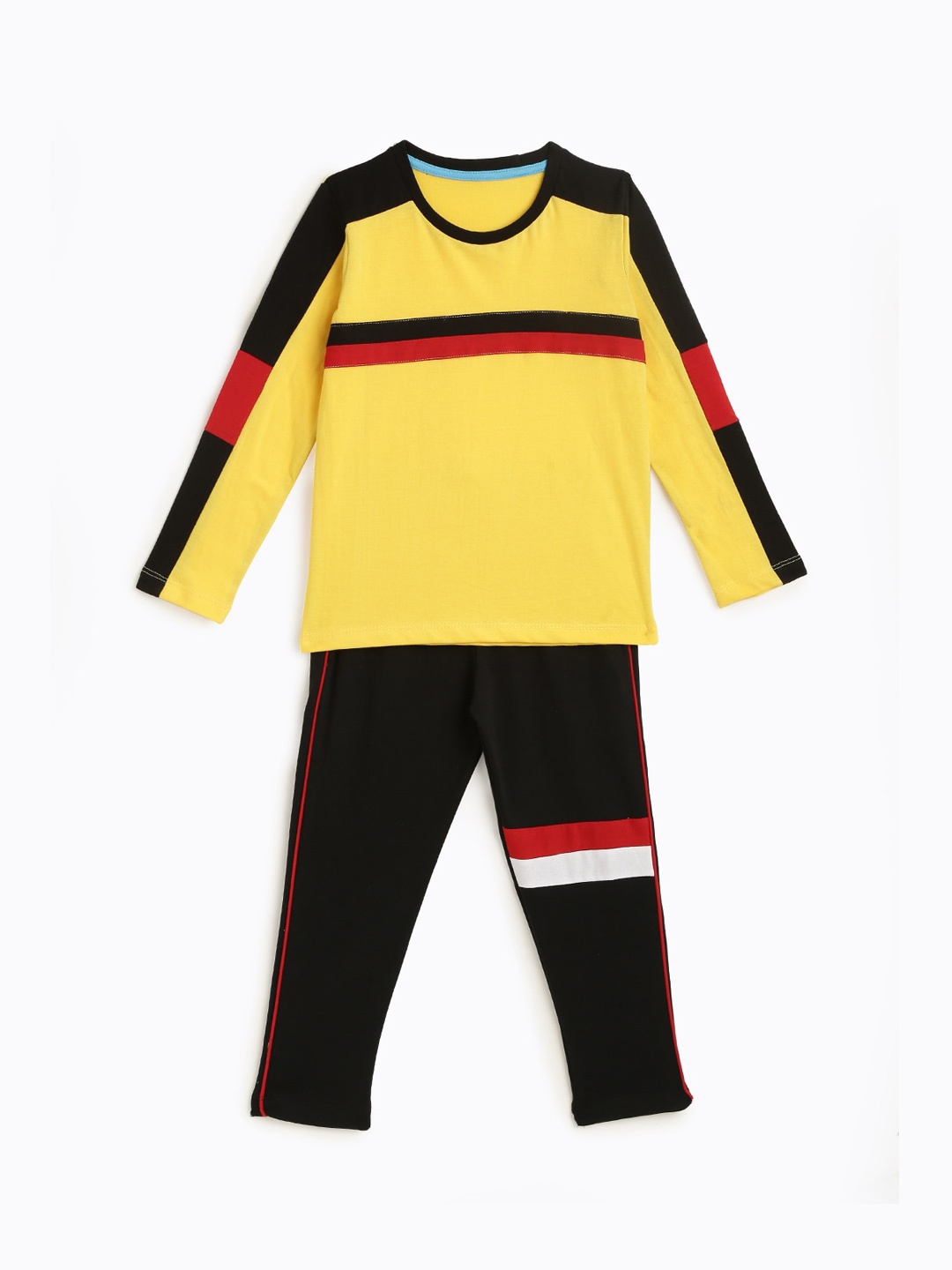 

KIDSCRAFT Boys Yellow & Black Printed Cotton Night suit