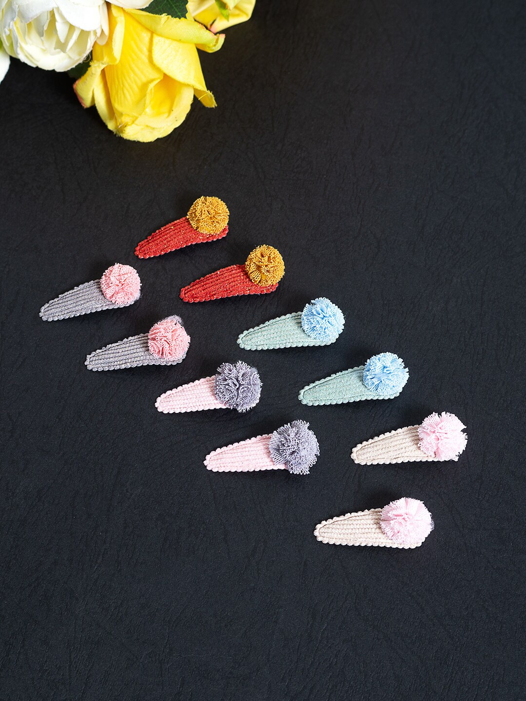 

Golden Peacock Girls Pink & Blue Fur Tic Tac Hair Set of 10 Clips