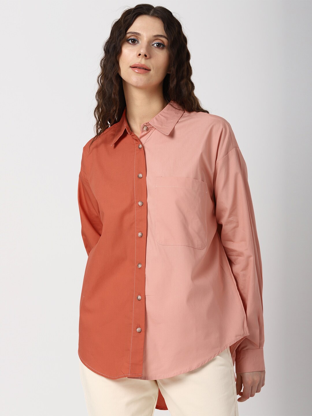 

FOREVER 21 Women Orange Casual Shirt