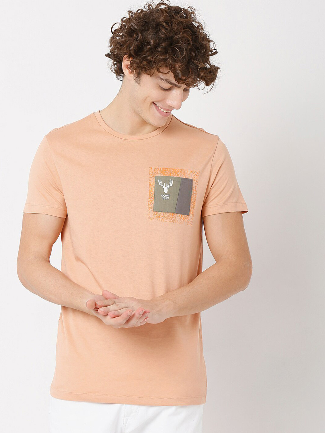 

Rex Straut Jeans Men Nude-Coloured Slim Fit T-shirt