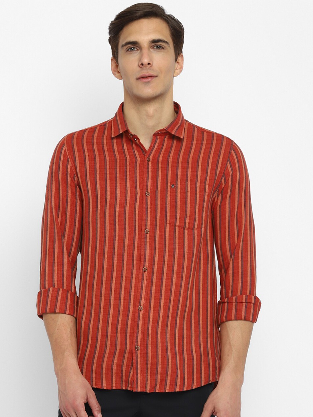 

Turtle Men Maroon Slim Fit Striped Casual Shirt