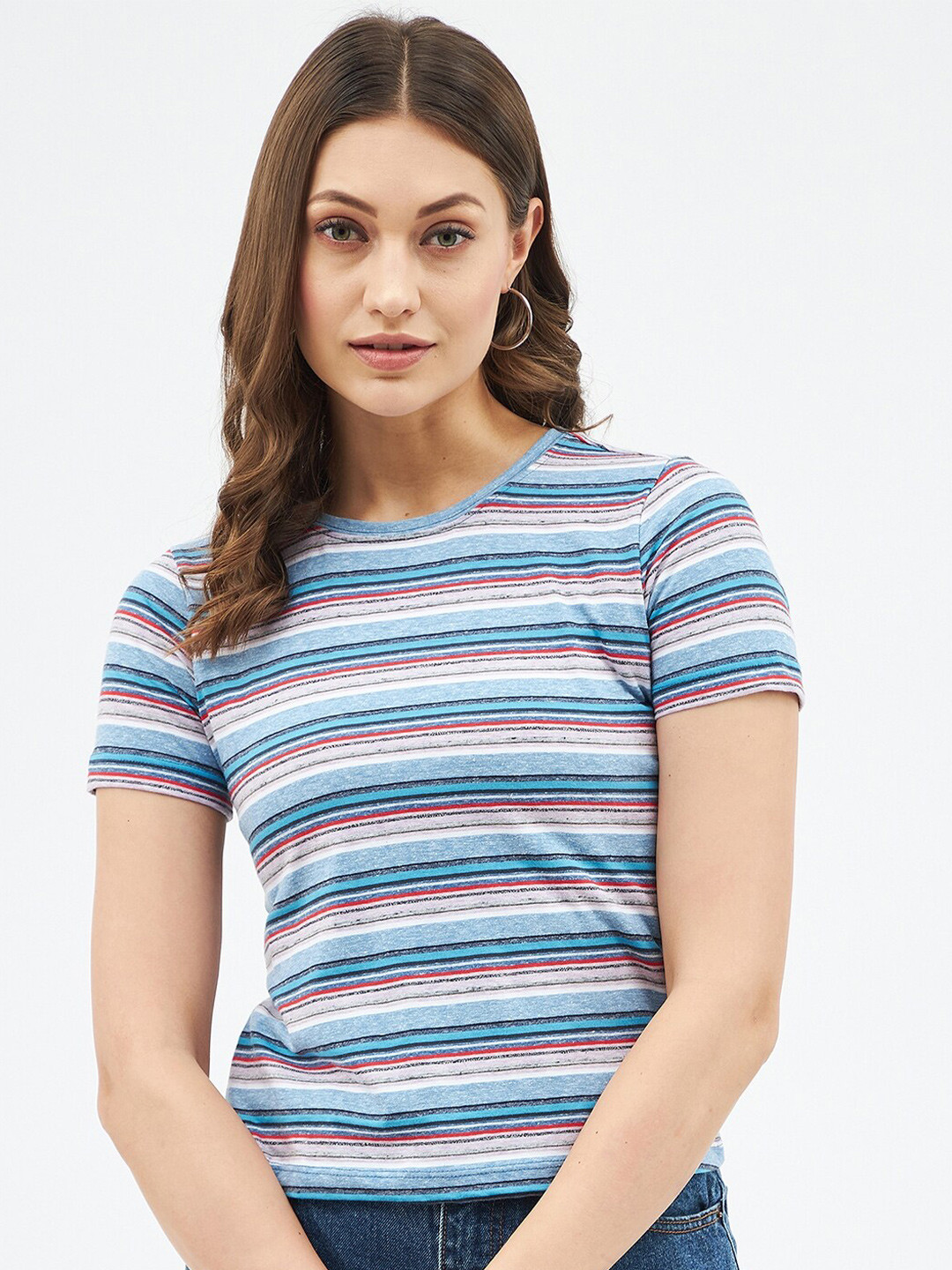 

Harpa Women Blue Striped T-shirt