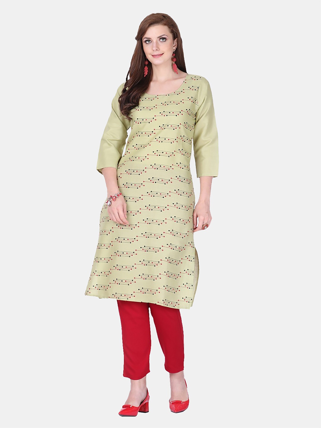 

FEMMIBELLA Women Green Geometric Printed Kurta