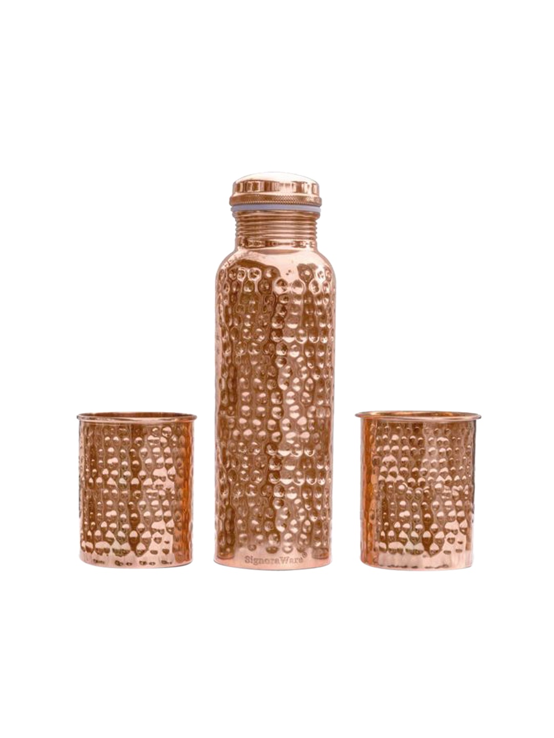 

SignoraWare Set Of 3 Solid Copper Water Bottle With Glasses