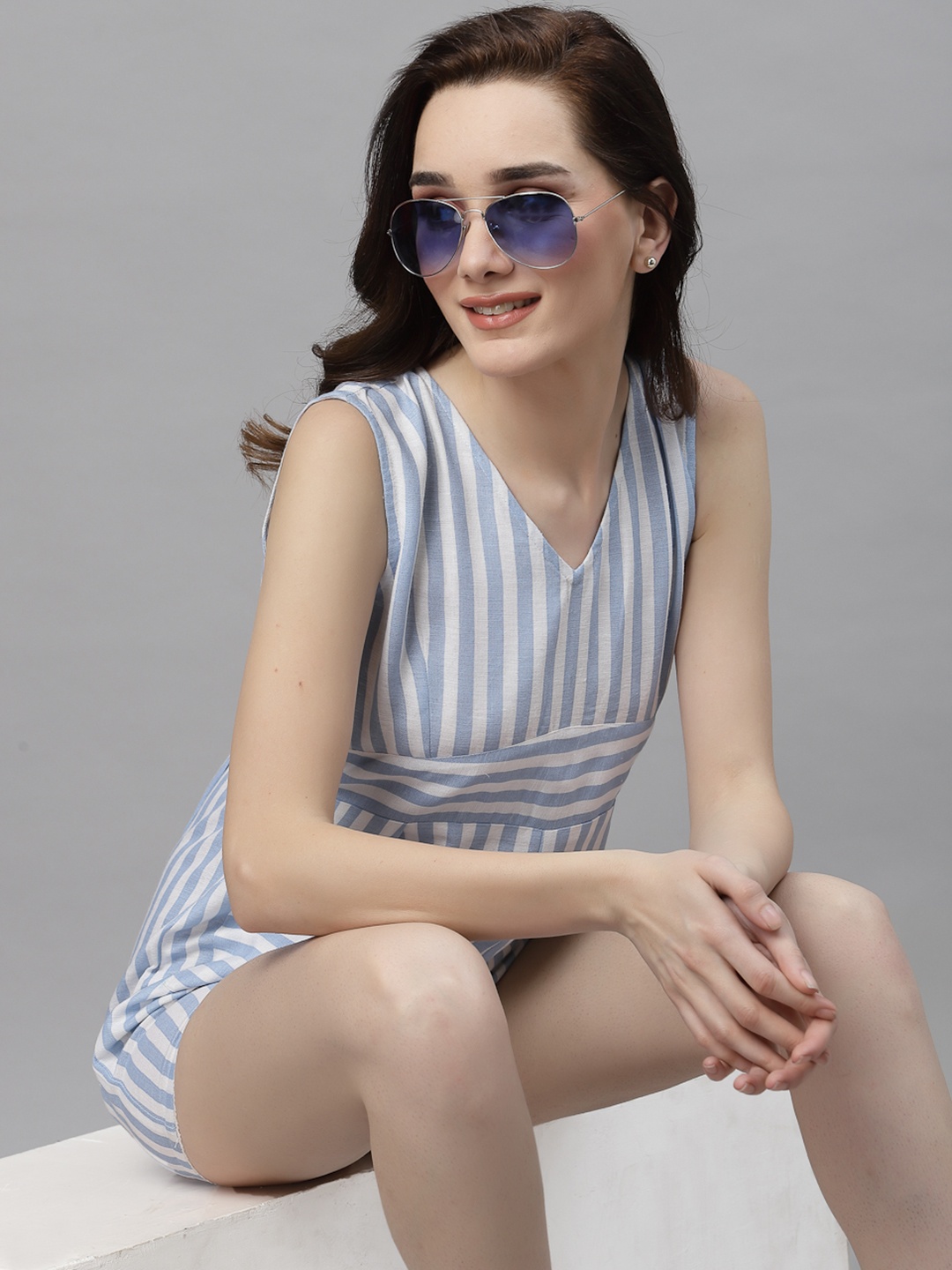 

Rigo White & Blue Striped Jumpsuit