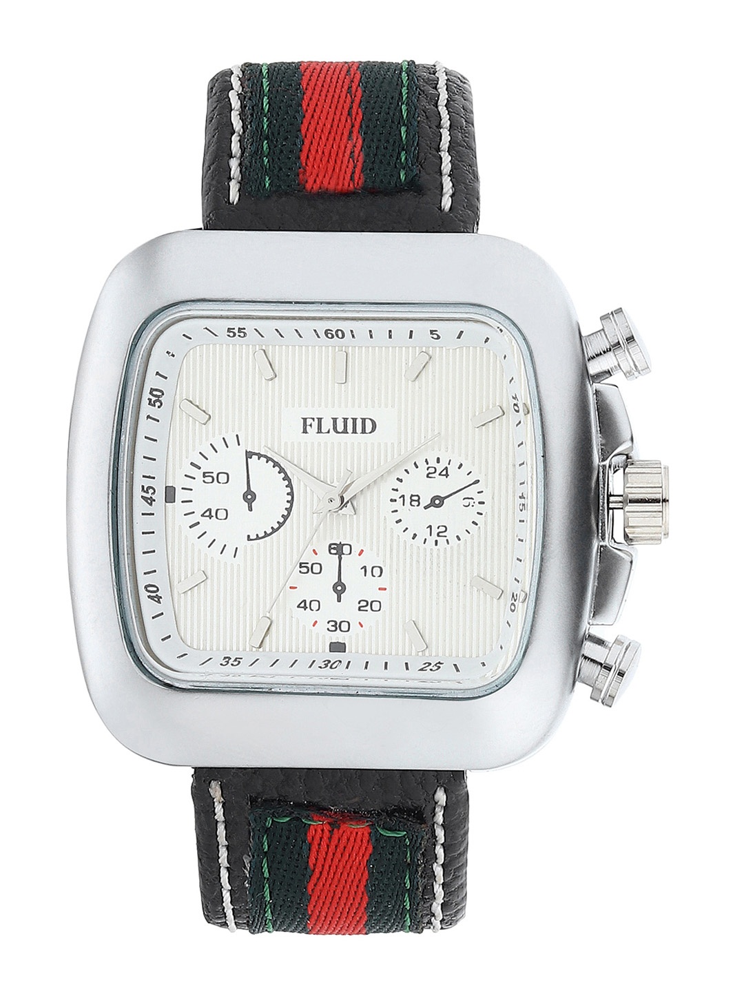 

FLUID Men White Dial & Multicoloured Leather Straps Analogue Watch, Silver