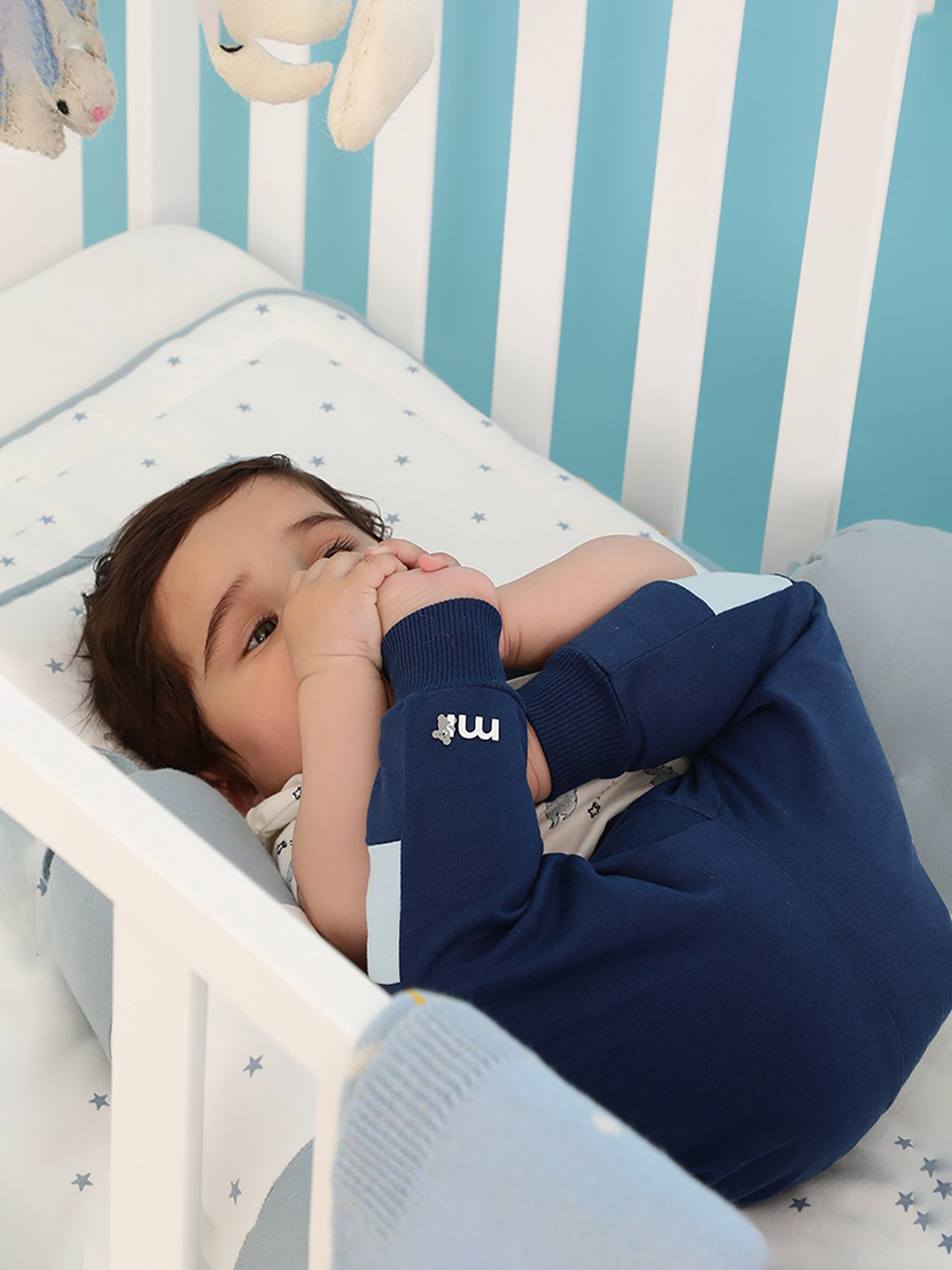 

MiArcus Infant Boys Blue Solid Cotton Joggers