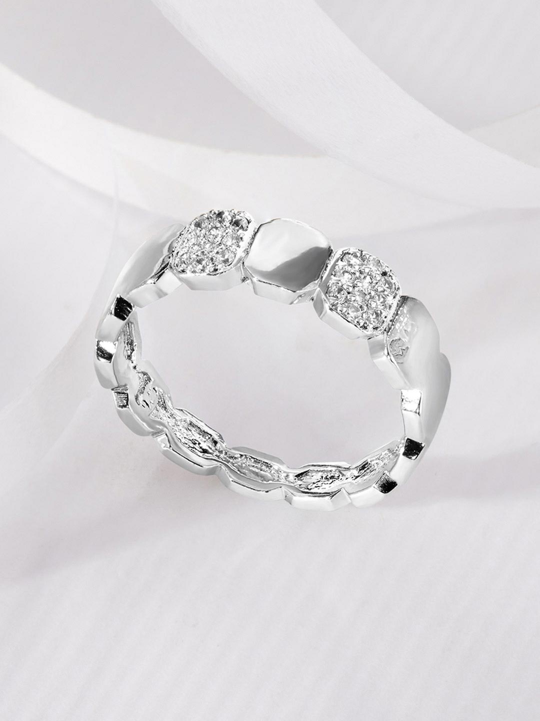 

Rubans 925 Sterling Silver The Fusion Of Pastel And Pave Ring