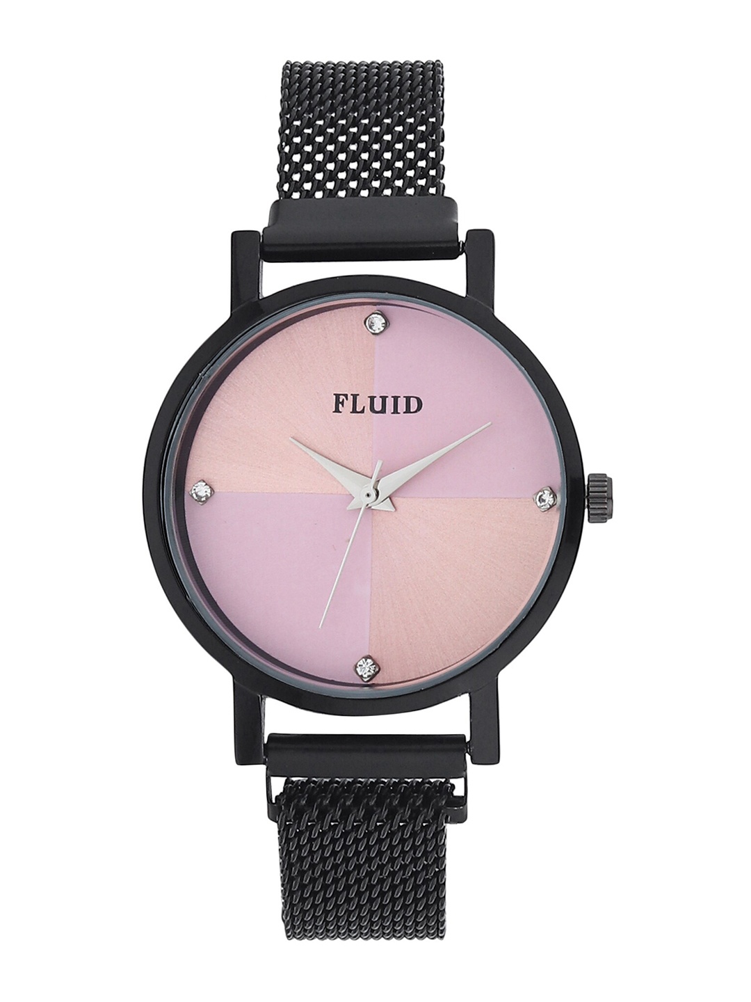 

FLUID Women Pink Embellished Dial & Black Straps Analogue Watch