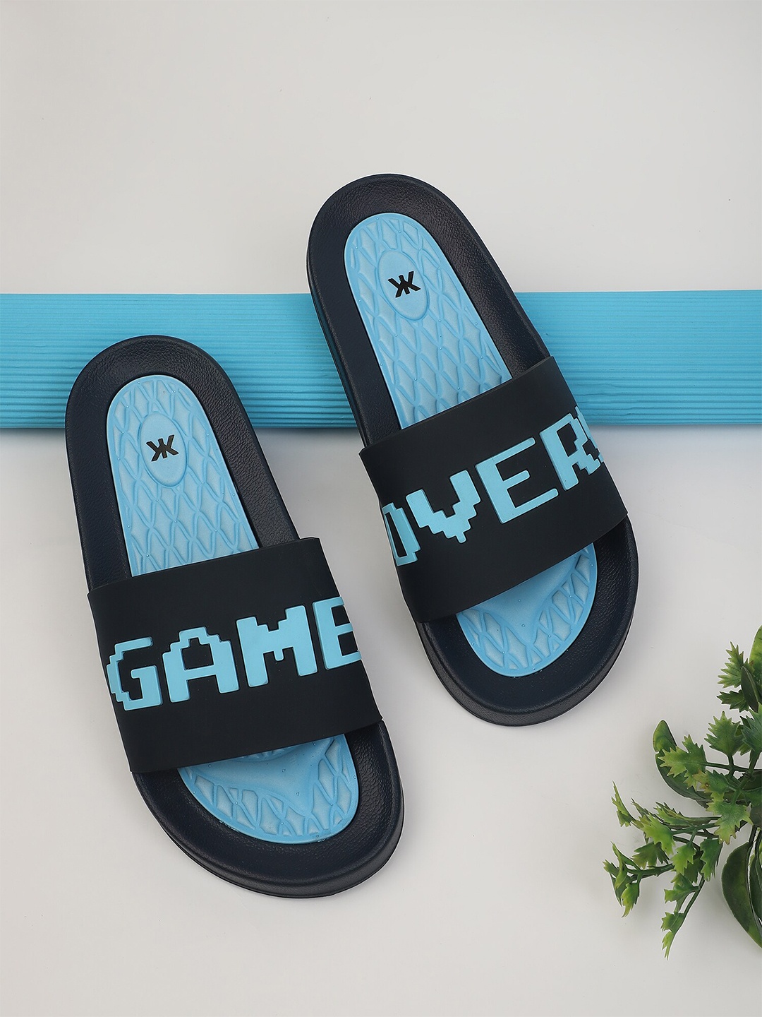

Kook N Keech Women Black & Blue Printed Sliders
