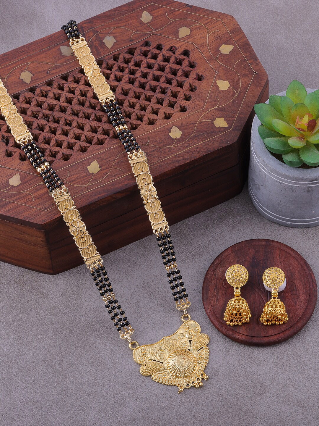 

Brandsoon Women Gold-Plated & Beaded Mangalsutra