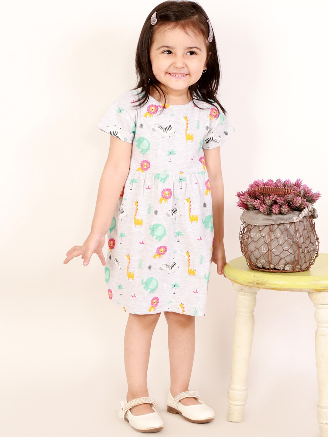 

The Mom Store Grey Printed A-Line Dress