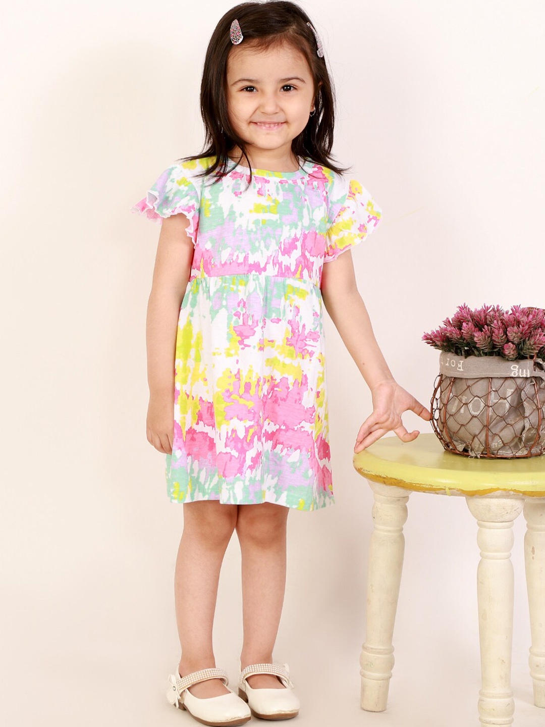 

The Mom Store Green & Purple A-Line Dress