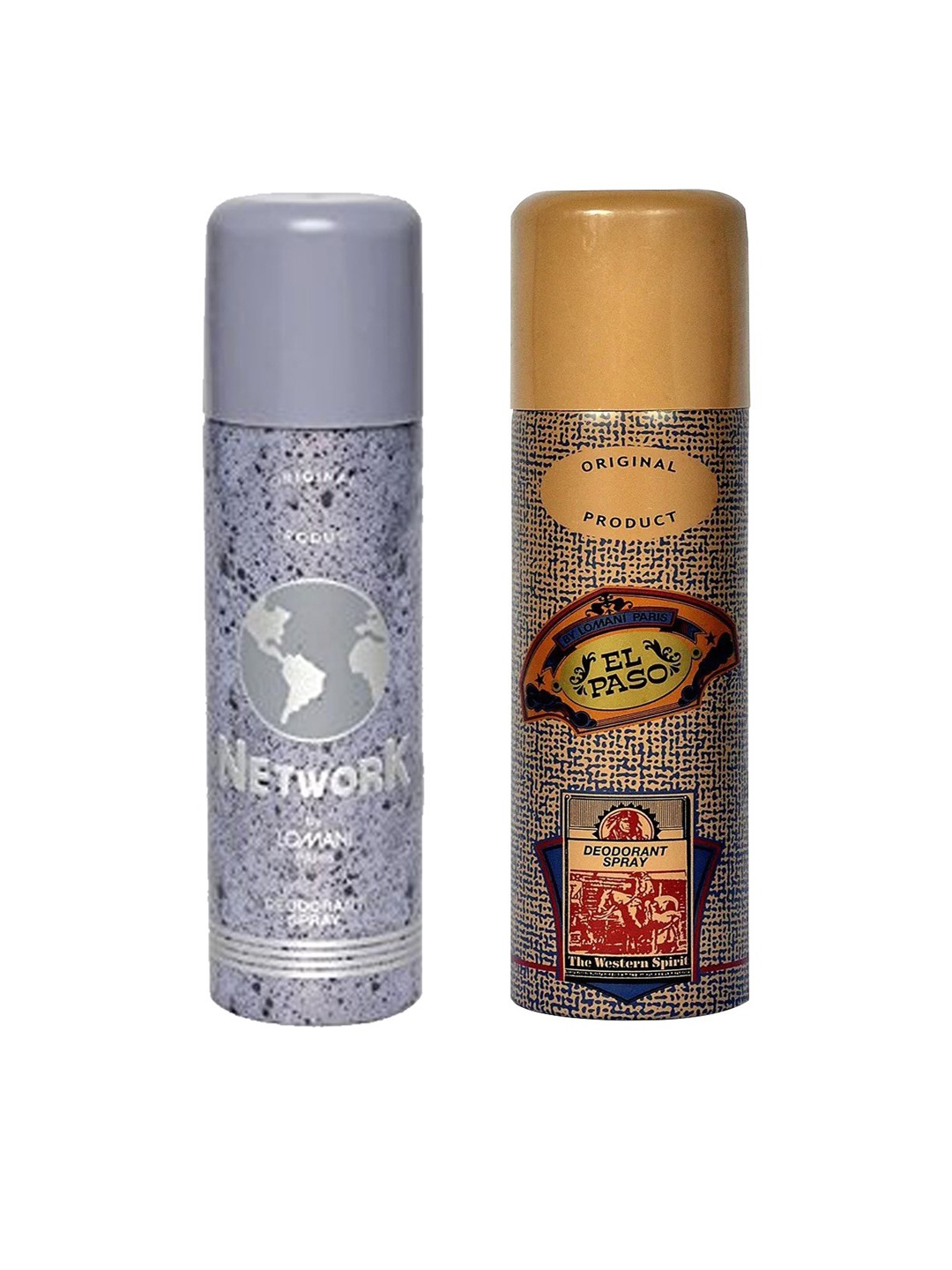 

Lomani Set of El Paso Deodorant & Network Deodorant Spray - 200 ml Each, Grey