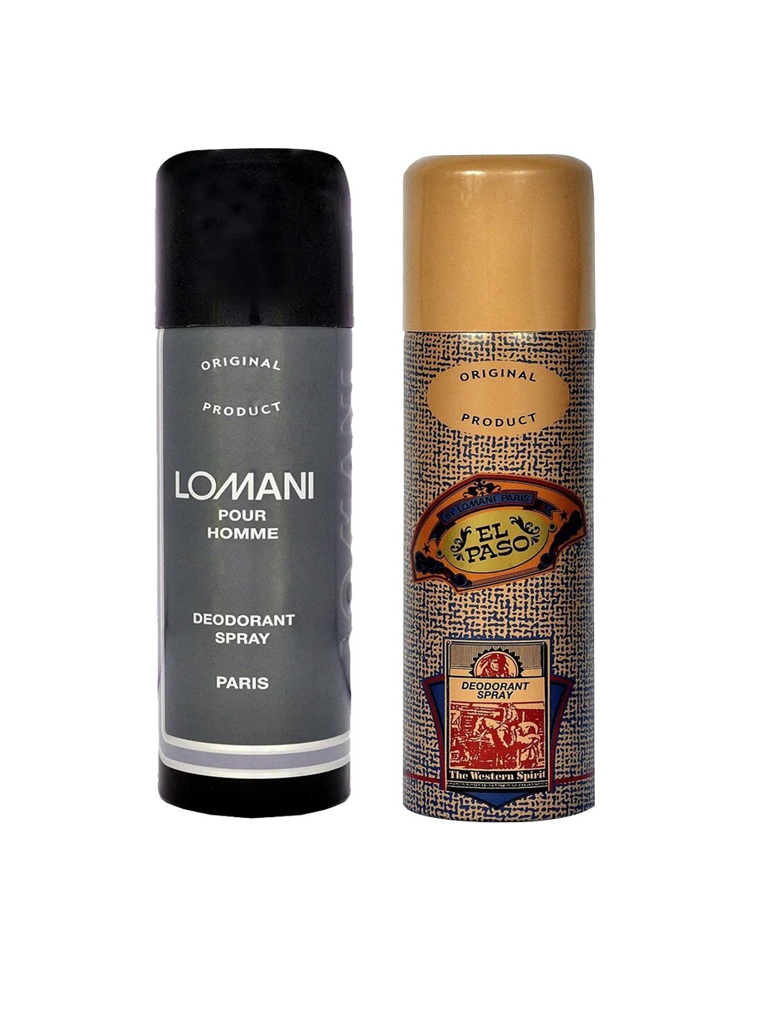 

Lomani Set of El Paso Deodorant & Pour Homme Deodorant Spray - 200 ml Each, Brown