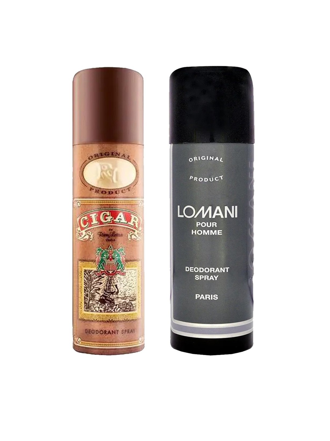 

Lomani Set of Cigar Deodorant & Pour Homme Deodorant Spray - 200 ml Each, Brown