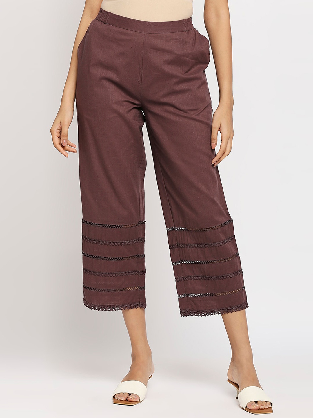 

Ethnicity Women Brown Comfort Straight Fit Culottes Trousers
