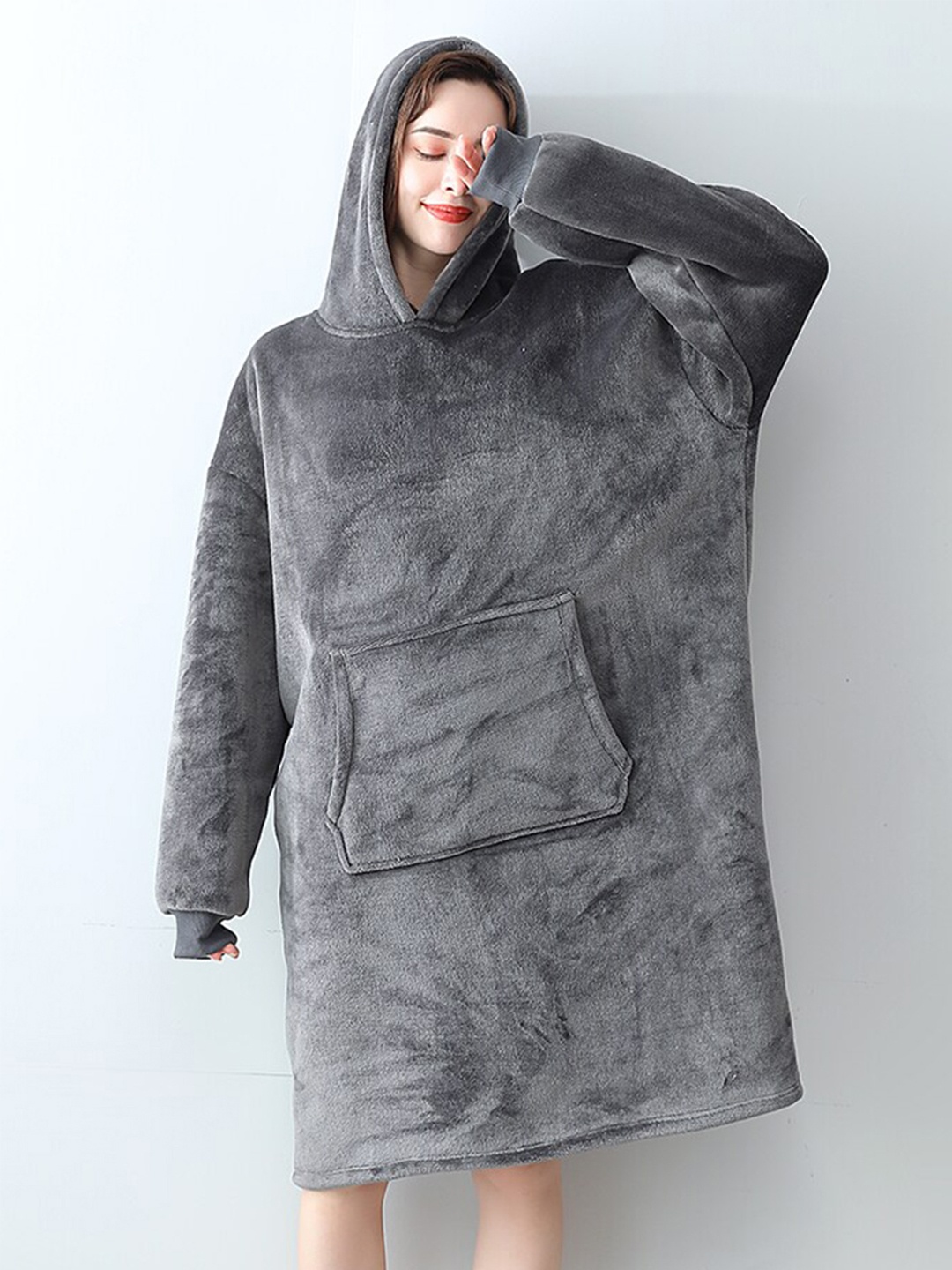 

URBANIC Women Grey Hood neck Nightdress