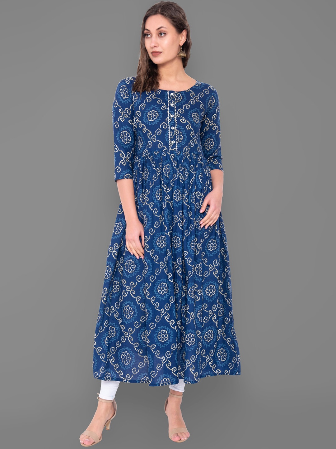 

GULMOHAR JAIPUR Women Blue Ethnic Motifs Printed Kurta