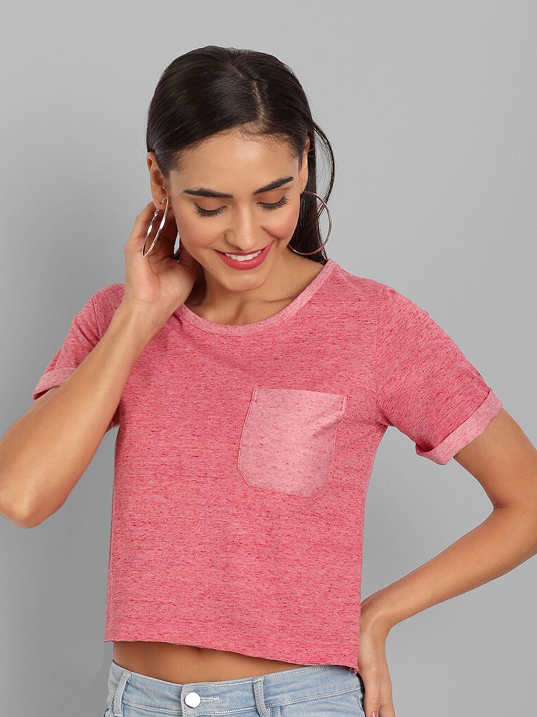 

House of Mool Women Red Printed Boxy T-shirt