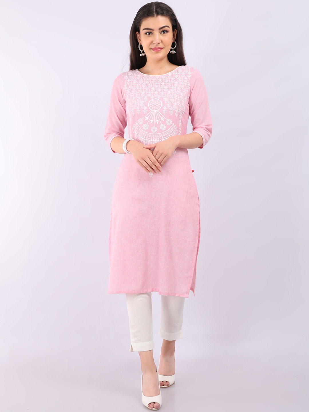 

Marcia Women Pink Ethnic Motifs Embroidered Kurta