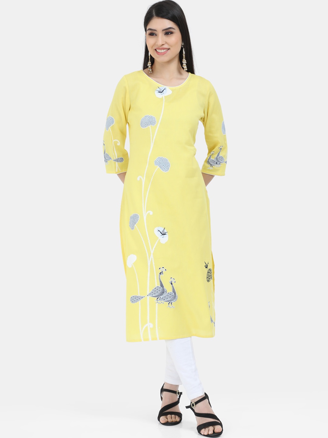 

Marcia Women Yellow Quirky Thread Work Kurta