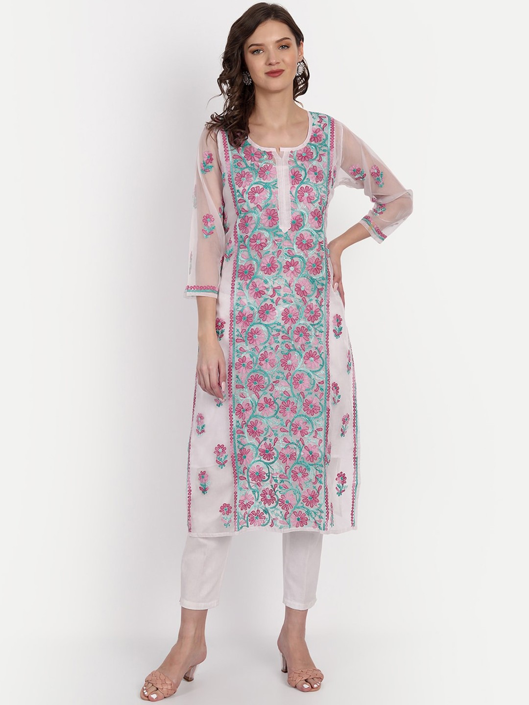 

Indiankala4u Women Pink Floral Printed Kurta