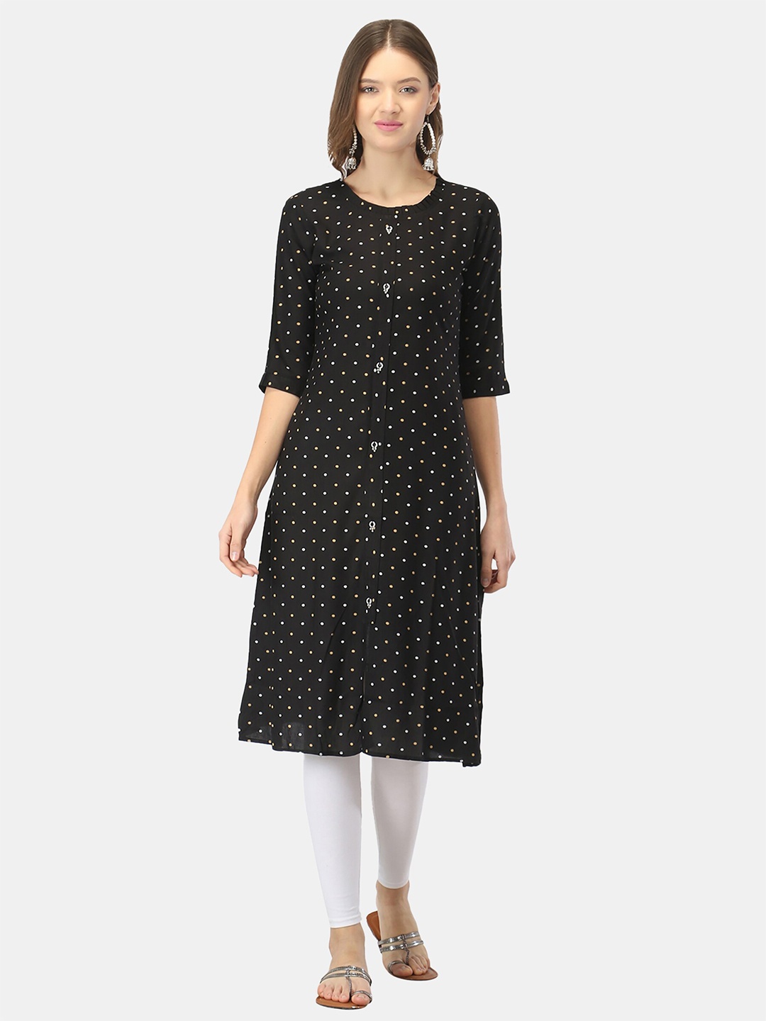 

FEMMIBELLA Women Black & White Printed Kurta