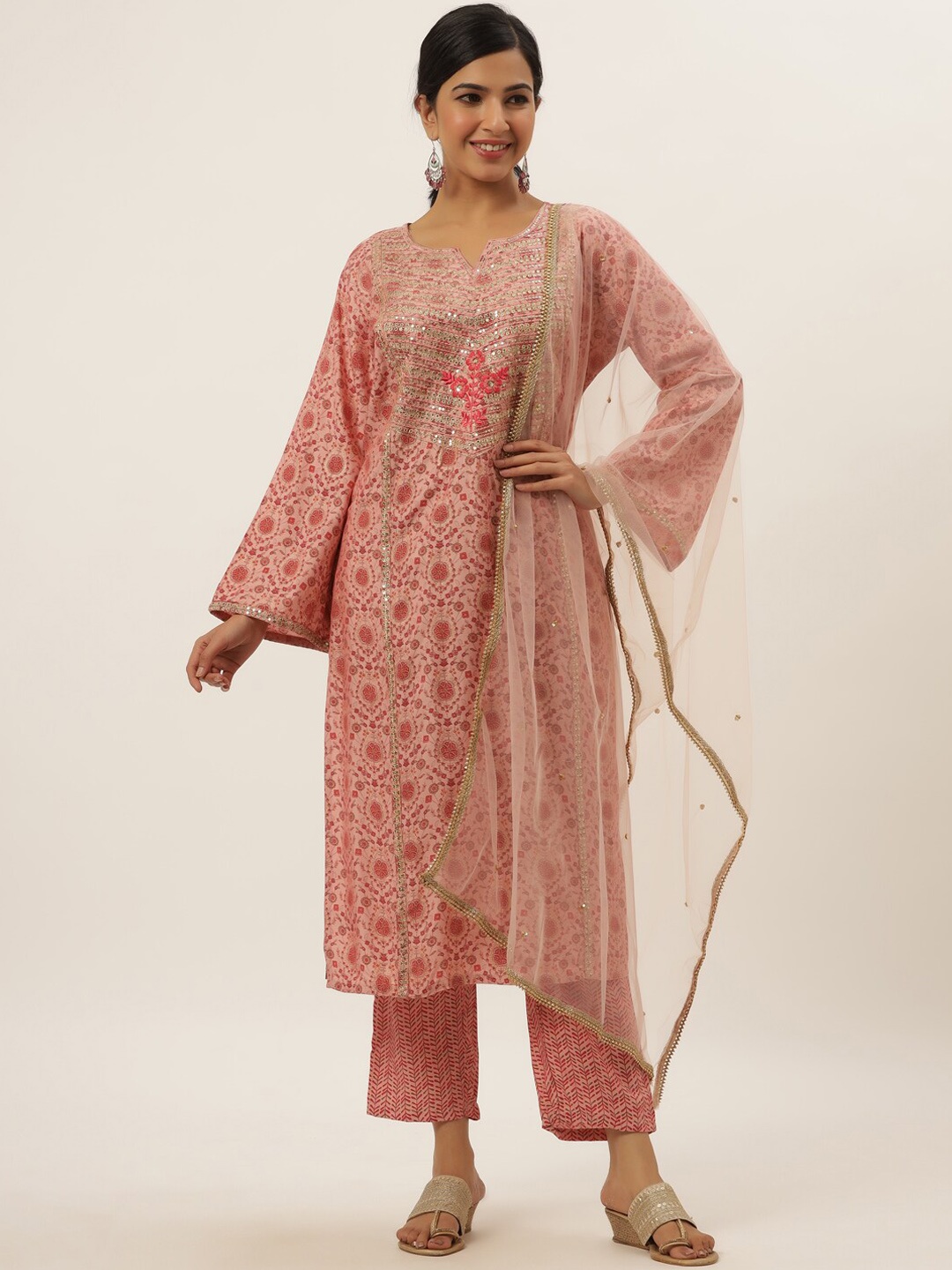 

DIVYANK Women Pink Ethnic Motifs Printed Kurta Set
