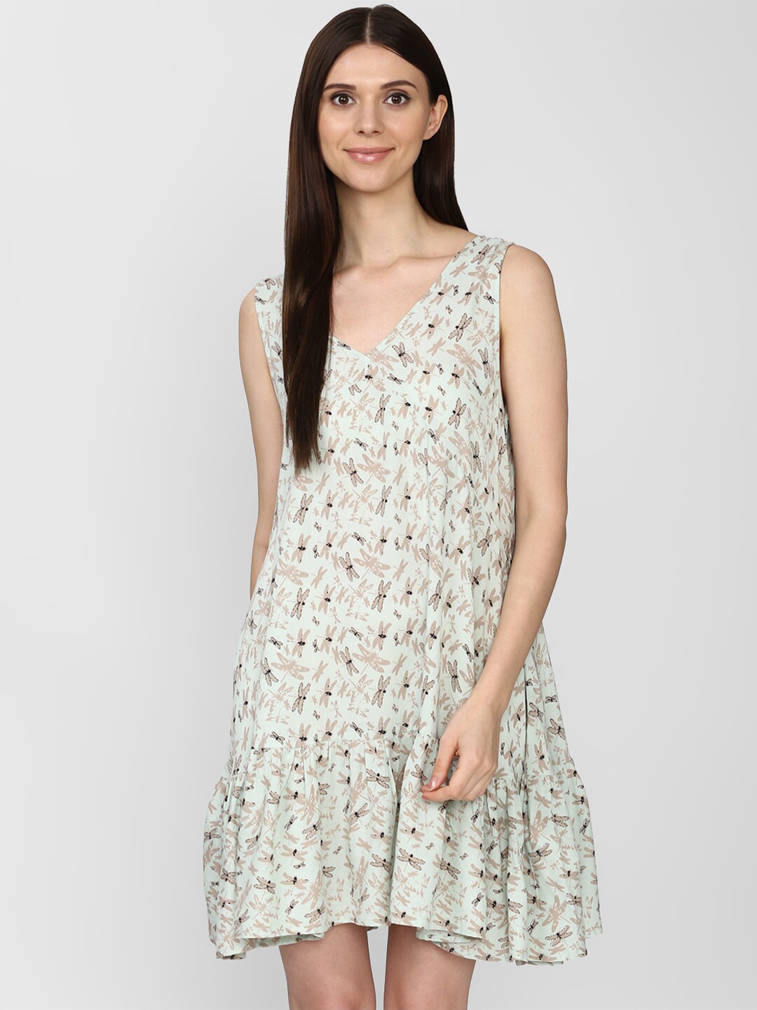 

FOREVER 21 Floral A-Line Dress, Green