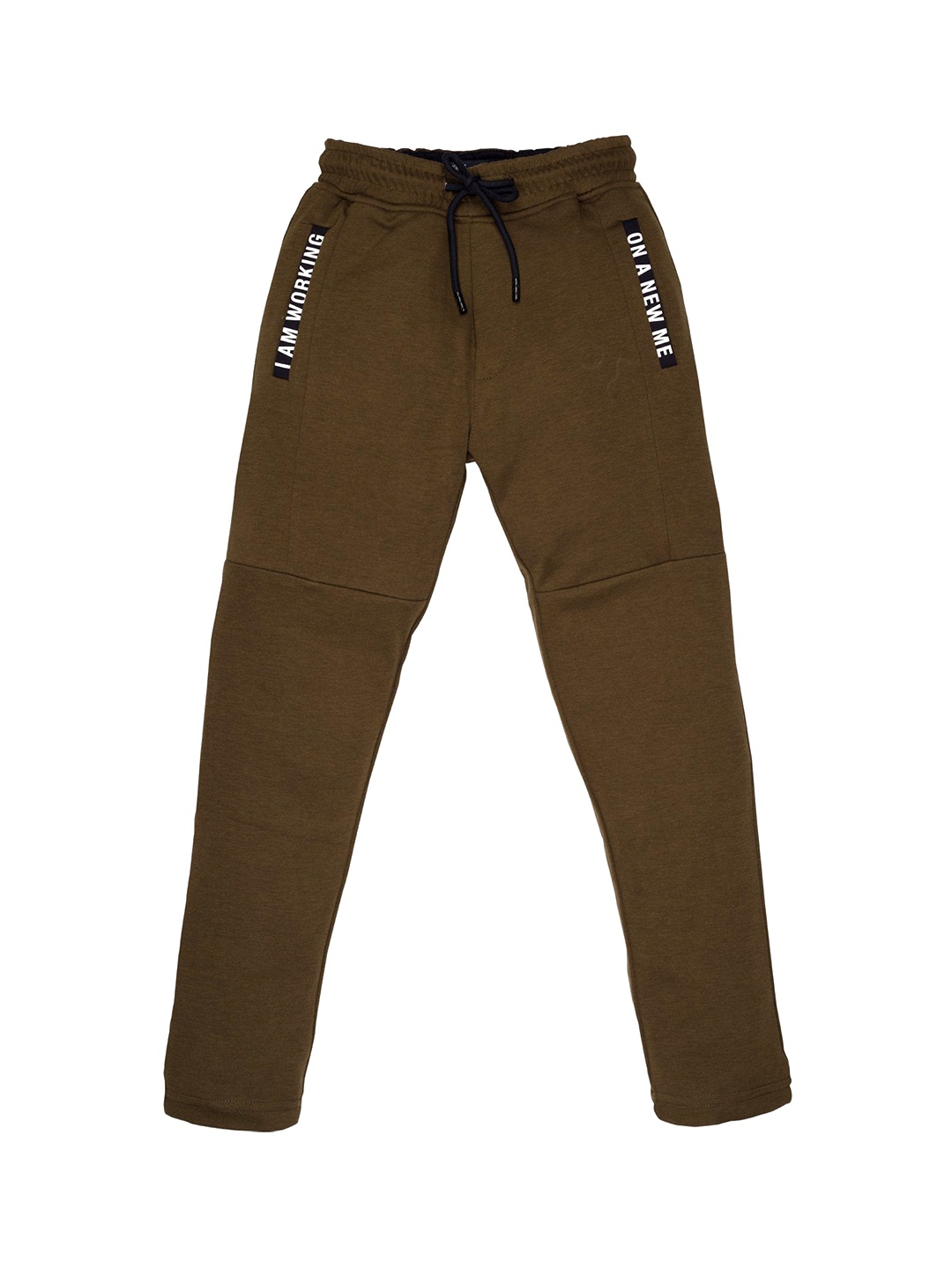 

Status Quo Boys OLive Green Solid Cotton Track Pants