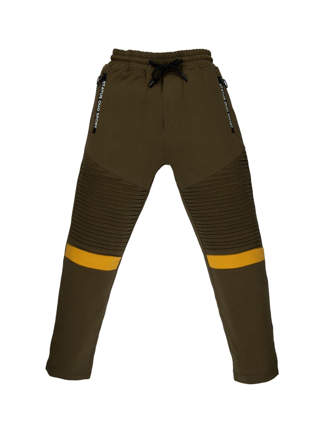 

Status Quo Boys Olive Green Solid Cotton Track Pant