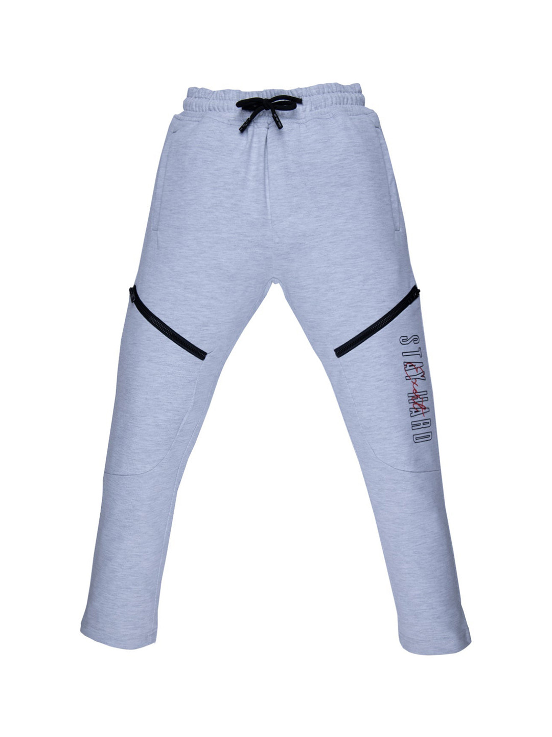 

Status Quo Boys Grey Printed Cotton Track Pants