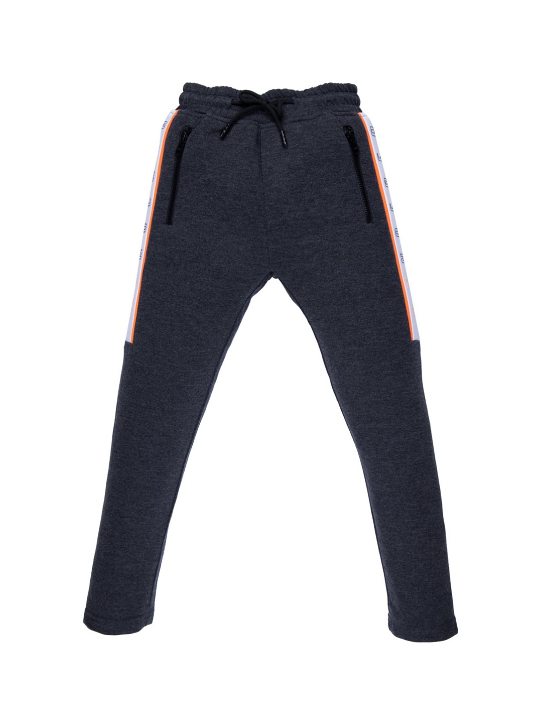 

Status Quo Boys Charcoal Grey Solid Side Stripe With Typography Detail Track Pant