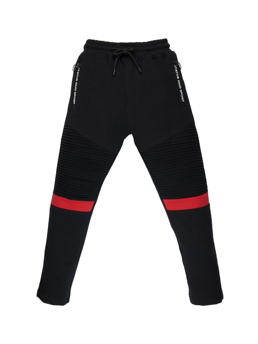 

Status Quo Boys Black Printed Cotton Track Pant