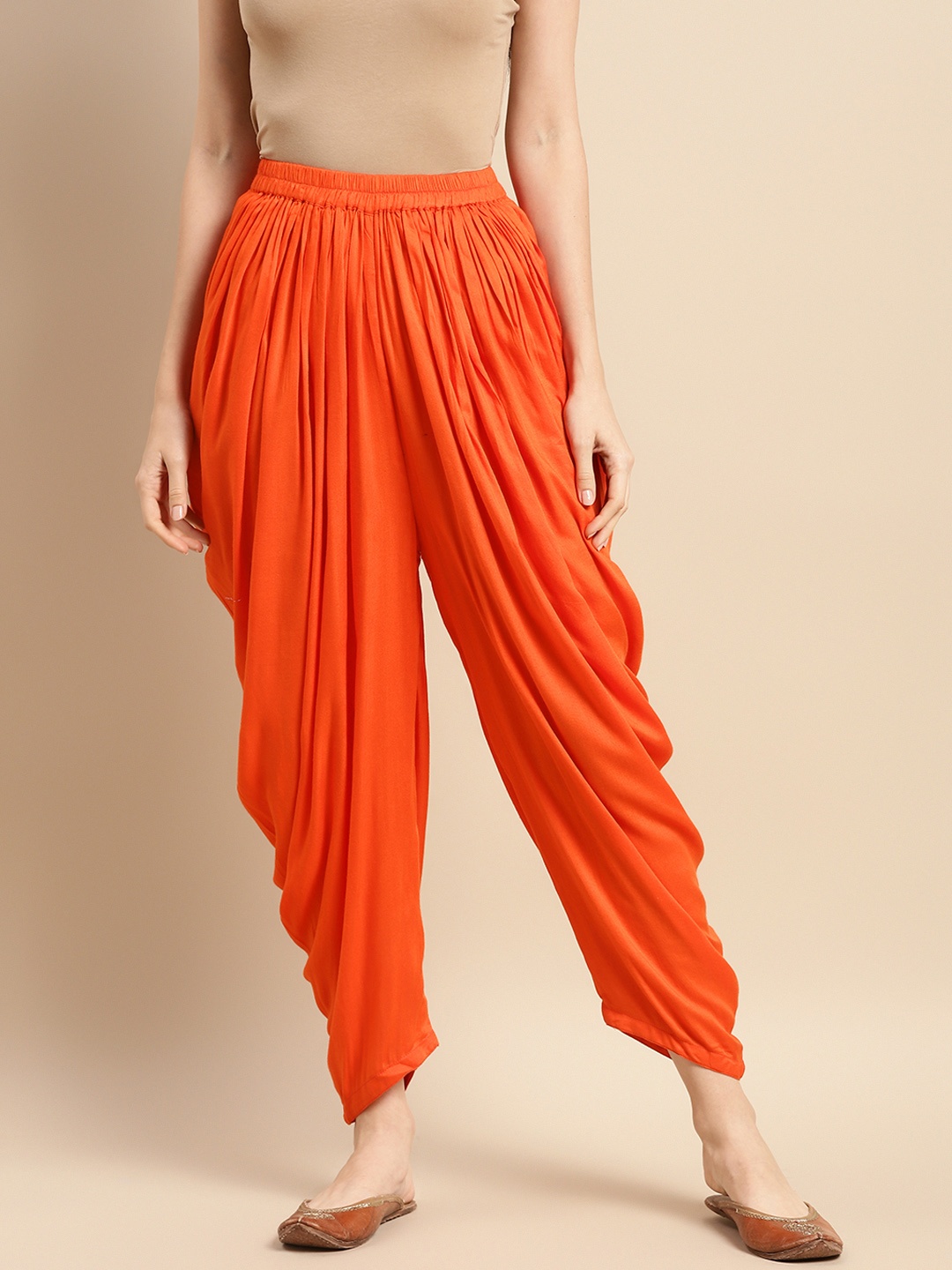 

Saadgi Women Orange Solid Dhoti Pants