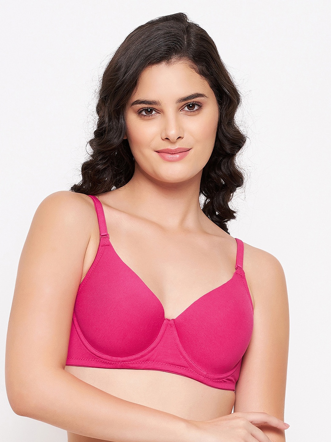 

Clovia Level 1 Push-up Underwired Demi Cup Multiway T-shirt Bra, Pink