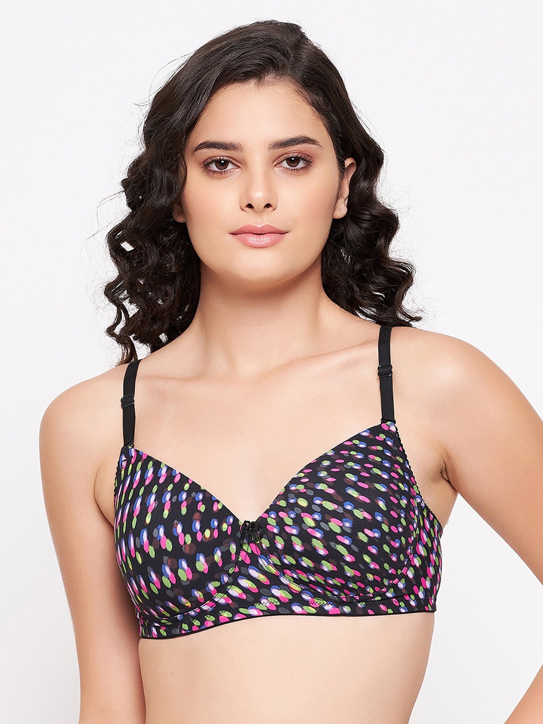 

Clovia Women Black & Pink Floral Lightly Padded Bra