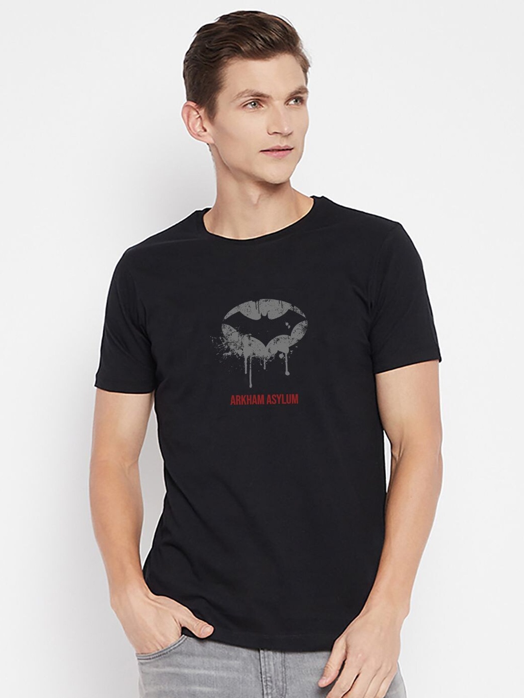 

Kook N Keech Batman Men Black Batman Printedd Round Neck Pure Cotton T-shirt