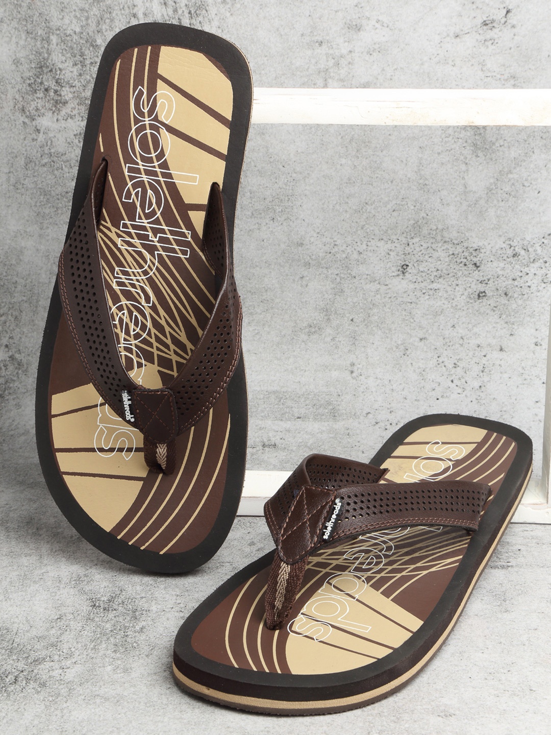 

Solethreads Men Brown Printed Thong Flip-Flops